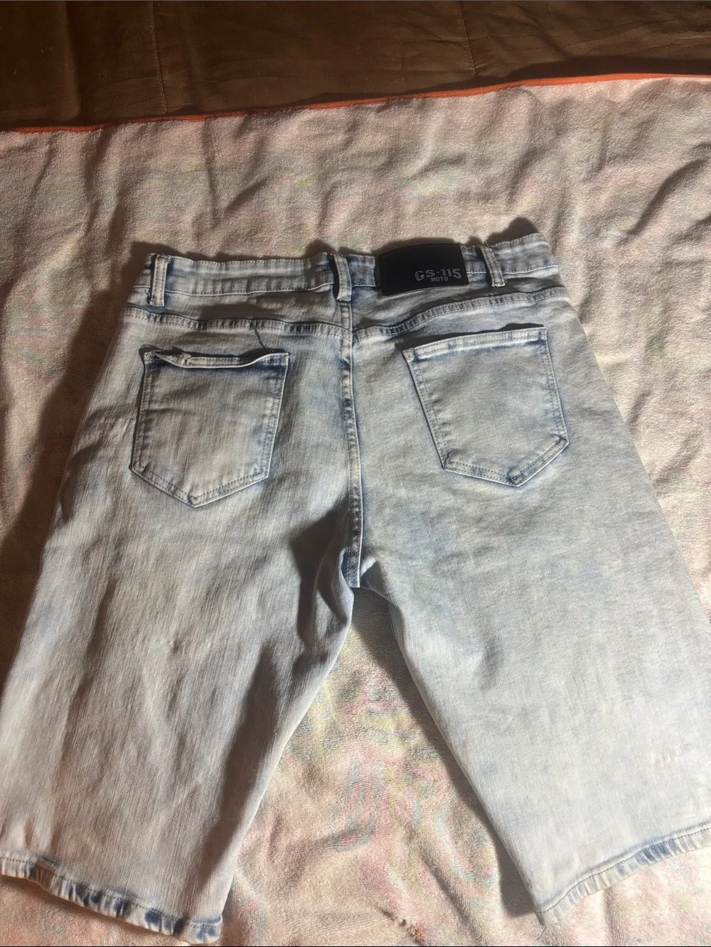 Men's Light Blue Distressed Denim Jean Shorts
